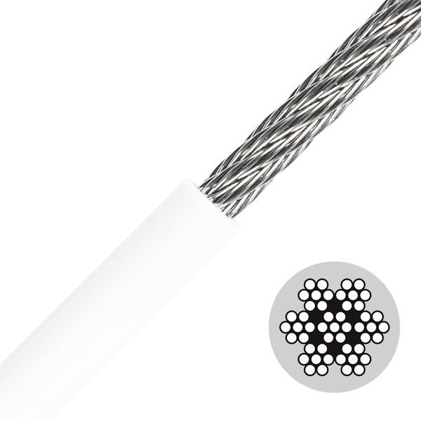 8381 PVC kaplamalı halat 7X7 3/5 Paslanmaz A4. Beyaz